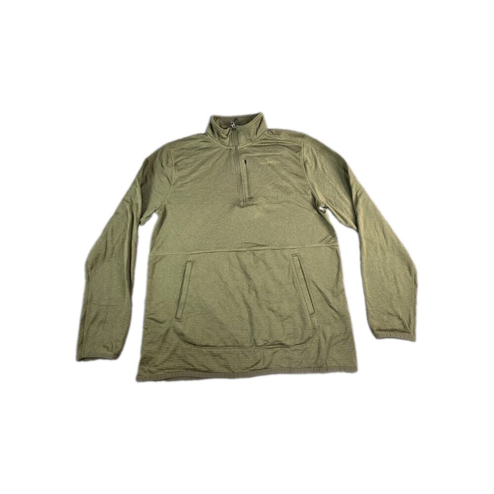Merrell Moisture Wicking 1/4 Zip Men's Sz L Mock Neck Green Pullover Sweatshirt